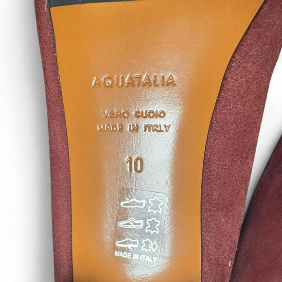 Aquatalia Women’s Size 10 Round Toe Block Heel Pumps Rust Suede Made in Italy - Picture 6 of 8